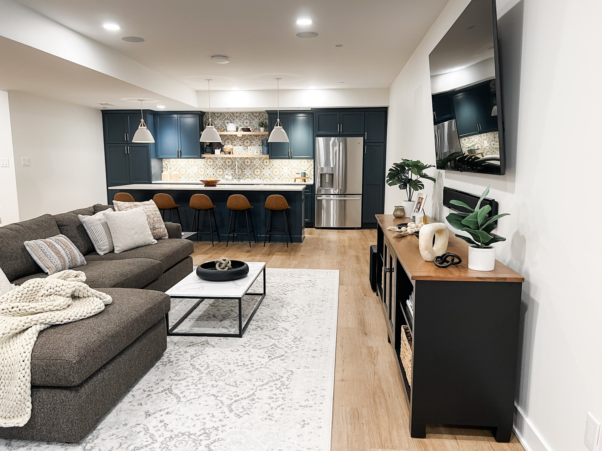 mosaic tile bar kitchen basement
